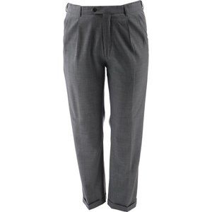 NWT LANDS' END TALL YEAR ROUNDER PLAIN FRONT CW WOOL PANTS DARK CHARCOAL 42T